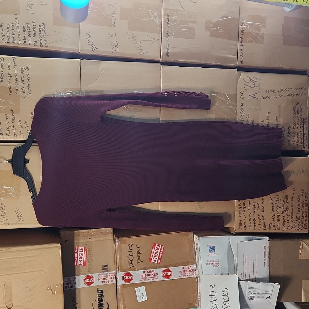 No Boundaries Ribbed Long Sleeve Stretchy XLARGE Plum Dress - Picture 6 of 6
